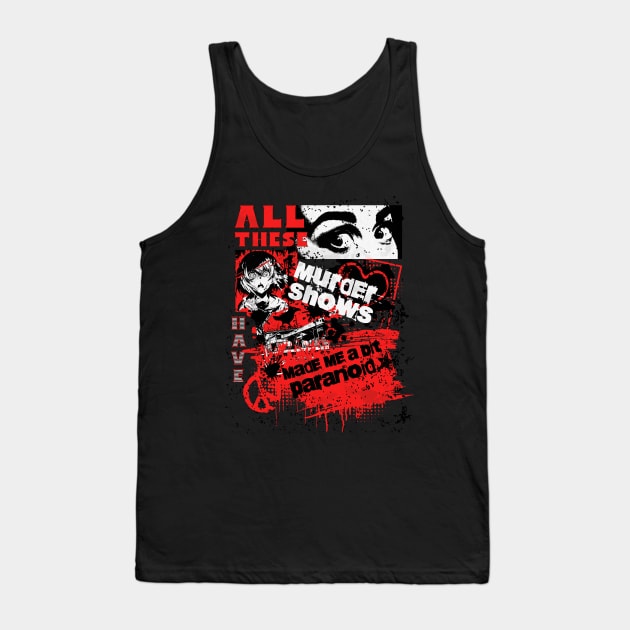 Funny True Crime Art Tank Top by PopularDesigns